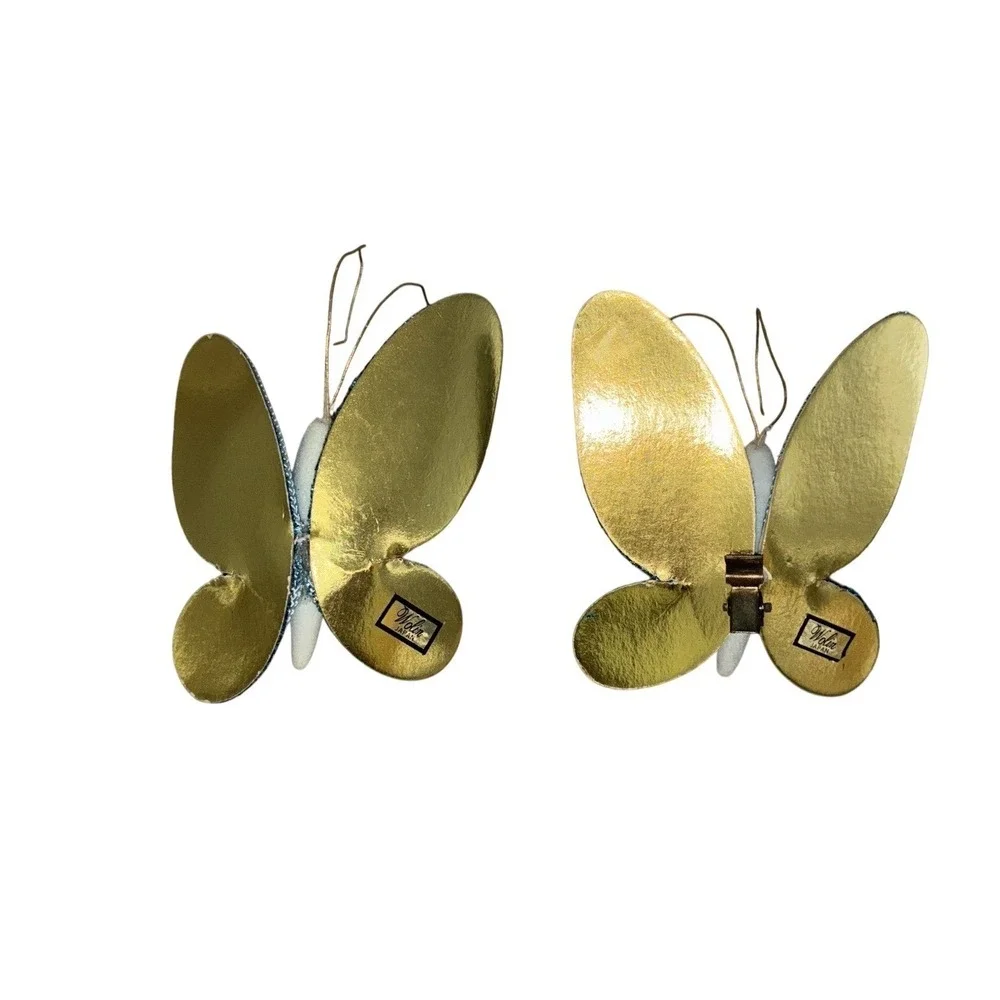 Butterfly Christmas Ornaments Blue Clip 2 pc 3x4